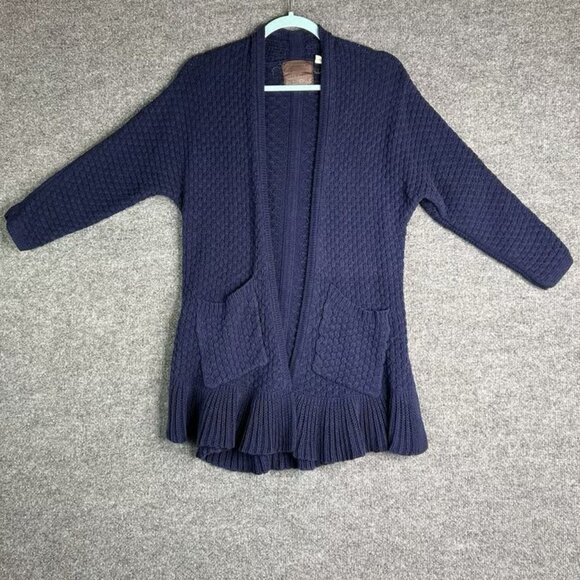 Guinevere Anthropologie Knit Cardigan Women Size Small Blue Open Front Pockets - Picture 1 of 4